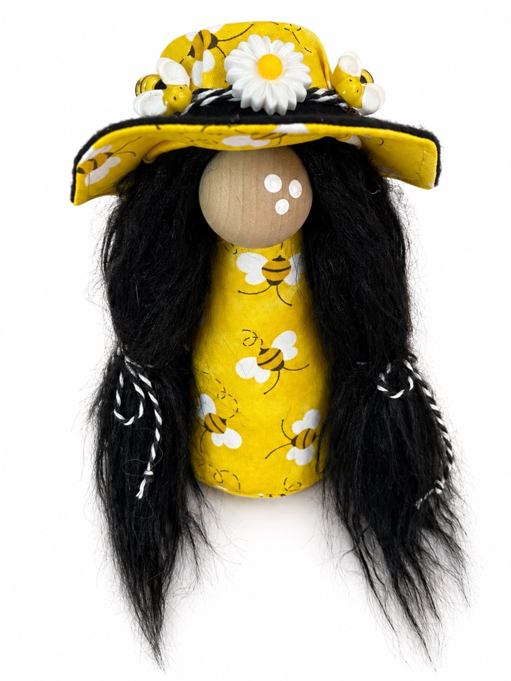 Handmade Bee Gnome Girl – Spring Summer Decor, Bumble Bee Tiered Tray Gnome